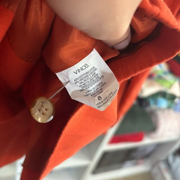 VINCE. Women's Orange Blazer wool blend size 8 (medium) preppy quiet luxury - Picture 3 of 6
